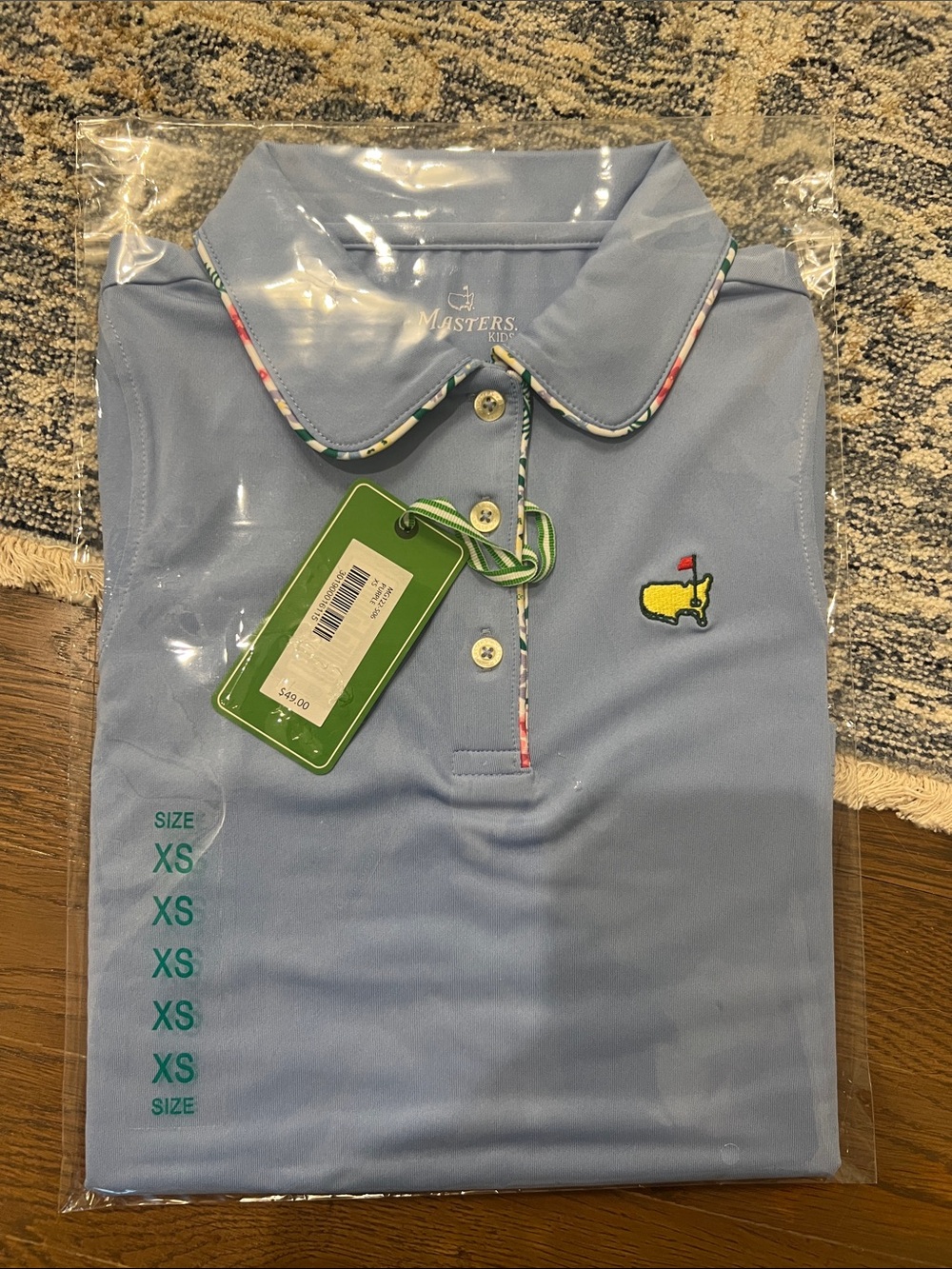 Masters Kids Sky Blue Polo with Yellow Green and Floral Trim